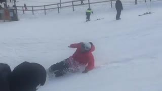 Red jacket snowboard cant flip