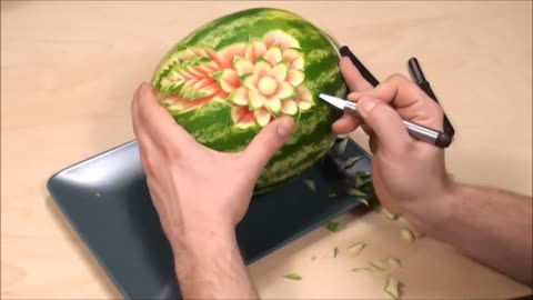 Free fruit carving course flower in watermelon / Darmowy kurs carvingu kwiat w arbuzie