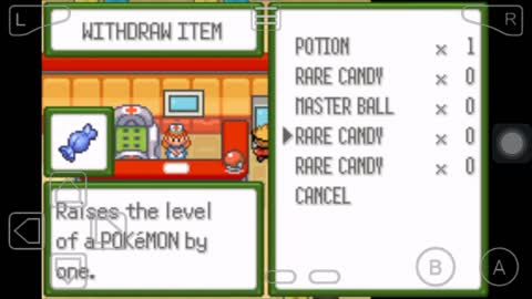 Rare Candy and Master Ball Cheat Code in Pokemon Glazed