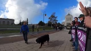 Feminists attacked while protesting the transfer of Dana Rivers biological male to a female prison.