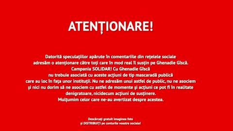 Campania de SOLIDARITATE! cu Ghenadie Gisca — AVERTISMENT!