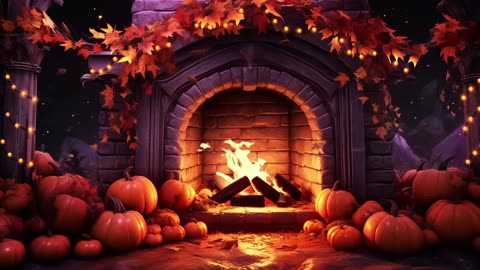 Cozy Autumn Fireplace Ambience Relaxing Seasonal Fall Sounds Background Mood Music ASMR