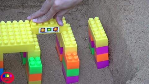 Bridge Construction Trucks for Kids - Excavator Bring So Much Sands and Cement