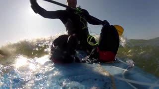 Mark Clark Portrush Kayaking around Mulberry Harbour Wall 2014.