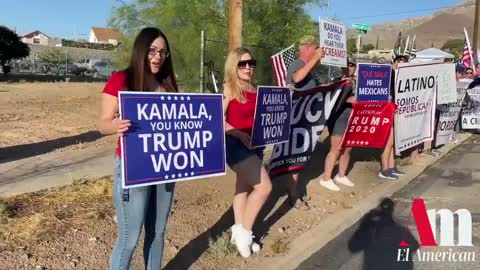 Protestors line the streets to greet Kamala as she visits El Paso, TX