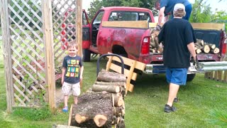 Unloading Firewood