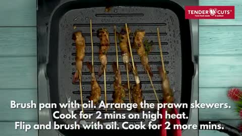 Watch how to make spicy Prawn Skewers at TenderCuts