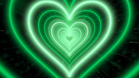 777. Bg Animation💚Green Heart Background Neon Lights Background Effect Heart