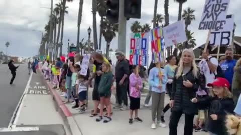 Huntington Beach, California Vaccine Mandate Protest Oct. 18, 2021