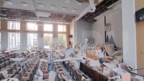 Así luce el salón de la administración de Donetsk, donde estaban sentados Gauleiter y sus colaborad