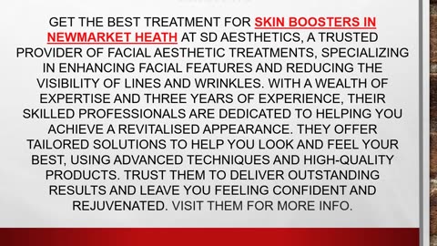 Best Treatment for Skin Boosters in Newmarket Heath