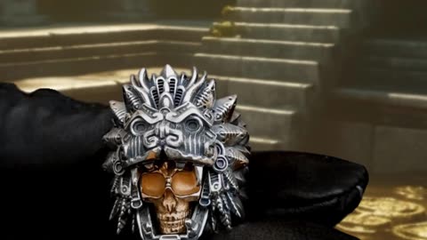 Guetzalcoatl Gold Skull Ring