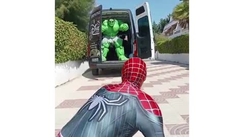 Spider-Man and the Hulk Surprise Little Boy