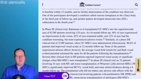 Stem Cell treatment for Diseases of the EYE