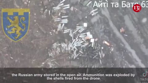 Drone fires at ammunition, shells stored in open air by Russians - they’re destroyed in explosion