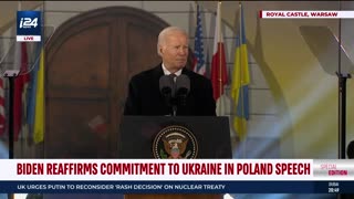 US President Joe Biden speaks during visit to Poland