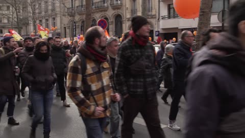 Protestors in France march against pension reforms