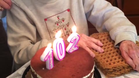 102 years old grand mom birthday enjoy and so funny, beautiful movements