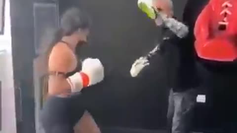 Boxing training for girl