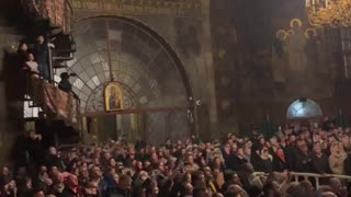 Christains sing Christ is Risen at Church of St. Anthony and Feodosia of Pechersk on New Years 2023