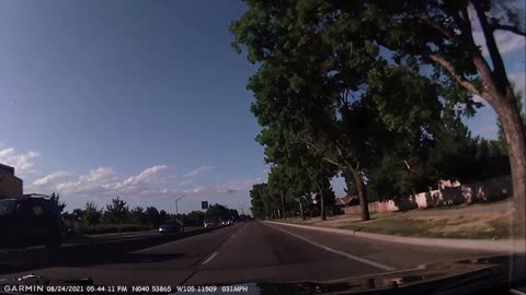 Train Horn in a Small Car Surprises Red Light Runner