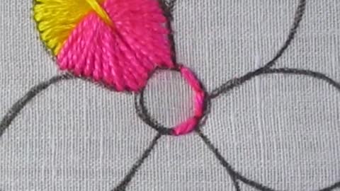 Modern flower embroidery ! Super easy modern flower stitch tutorial for beginners #shorts