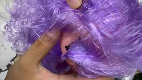 Doll hair making machine up close