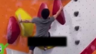 Dude Breaks Leg Climbing Wall at Gym *WARNING*