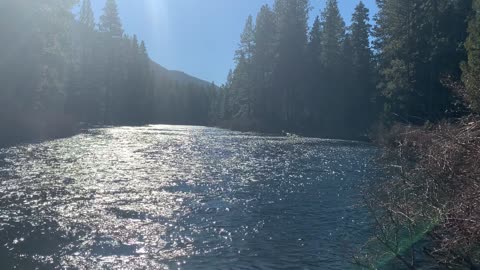 Climbing Down Rock Steps to Metolius River – Central Oregon