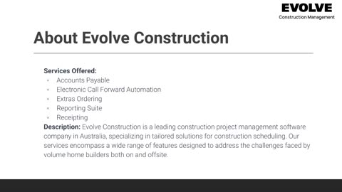 Evolve Construction - Construction Software Australia