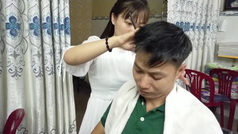 Professional men's haircut service at Vietnamese barbershop