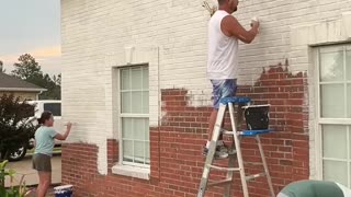 Lime washing our brick home!