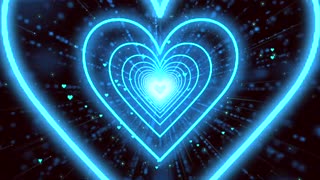 185. Blue Heart Background💙Neon Lights Love Heart