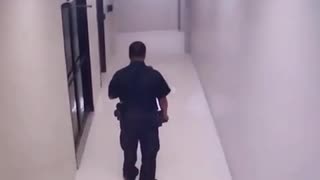 Security guard talks to long expired person.