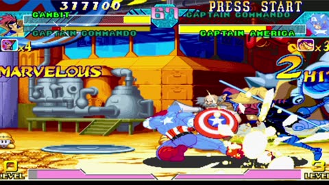 Gambit + Captain Commando vs Captain Commando + Captain America