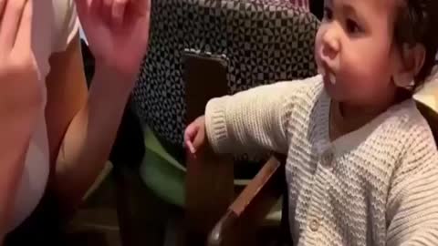 Angry Baby Reaction When Mommy Throw the Food