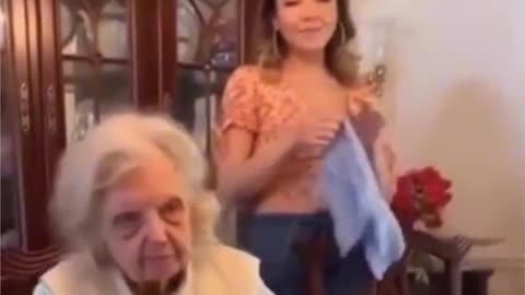 Grandma 100 birthday celebration| girl at back is angry