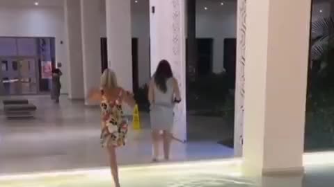 2 chicks both slip over and get wrecked at the same time