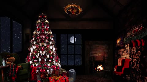 Cozy Christmas Fireplace Ambience | Crackling fireplace, Snow falling, Carol & Santa Claus ☃️🎄
