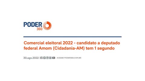Comercial eleitoral 2022 - candidato a deputado federal Amom (Cidadania-AM) tem 1 segundo