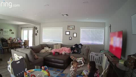 Baby's First Steps Are Captured Via Indoor Cam