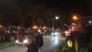 Drachten Netherlands: Convoy forms to protest nitrogen policies that would close farms.