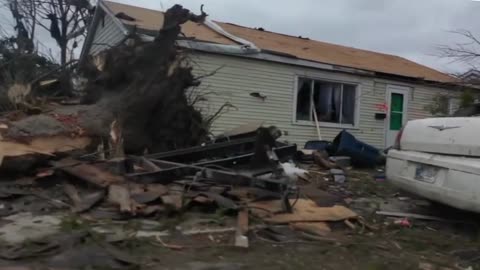 Tornado damage in Whiteland, Indiana