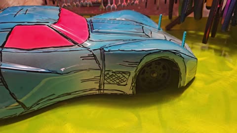 Cartoon Radio Control Car Corvette Paint Job