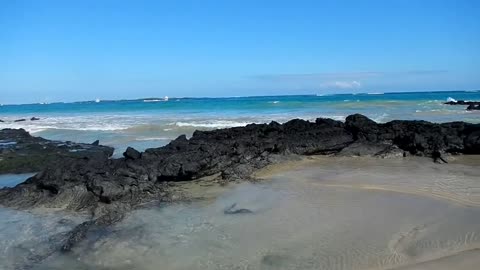 Very Beautiful Panorama from the beach on the side of Pueroto Villamil Galapagos