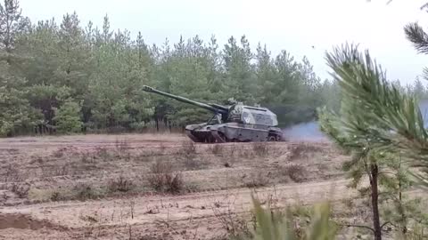 Russian self-propelled howitzers 2S19 Msta in Ukraine.