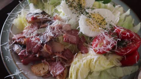 salad and bacon