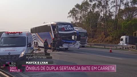 Ônibus de sertanejos Mayck & Lyan se envolve em acidente em Jarinu (SP)