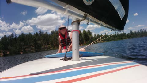 Carl sailing Lynx Lake 3.