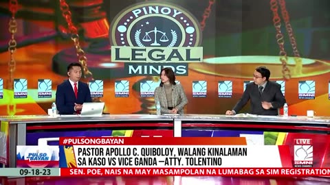 Pastor Apollo C. Quiboloy, walang kinalaman sa kaso vs Vice Ganda —Atty. Tolentino